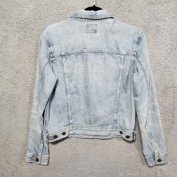 American Eagle Light Washed Denim Jacket Distressed Size Small‎ Blue Jean - Picture 6 of 6
